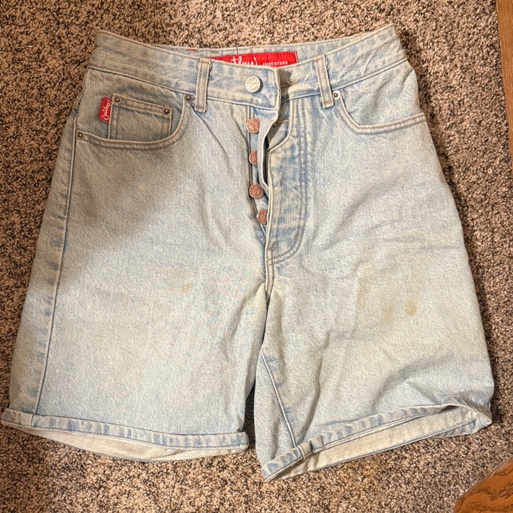 Outlaw lightwash Blue Button-Fly Shorts vintage